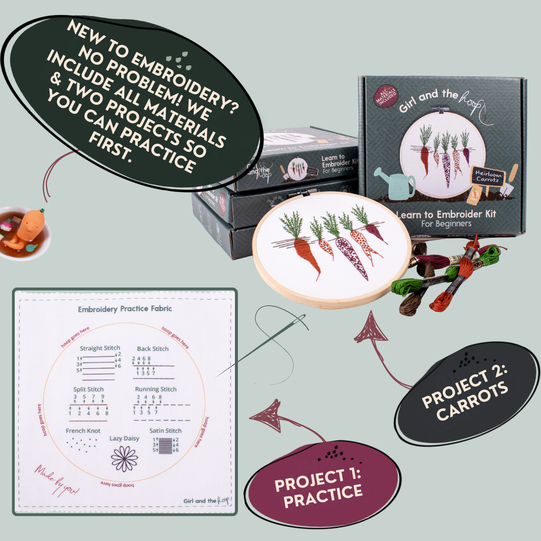 Carrot Embroidery Kit for Beginner