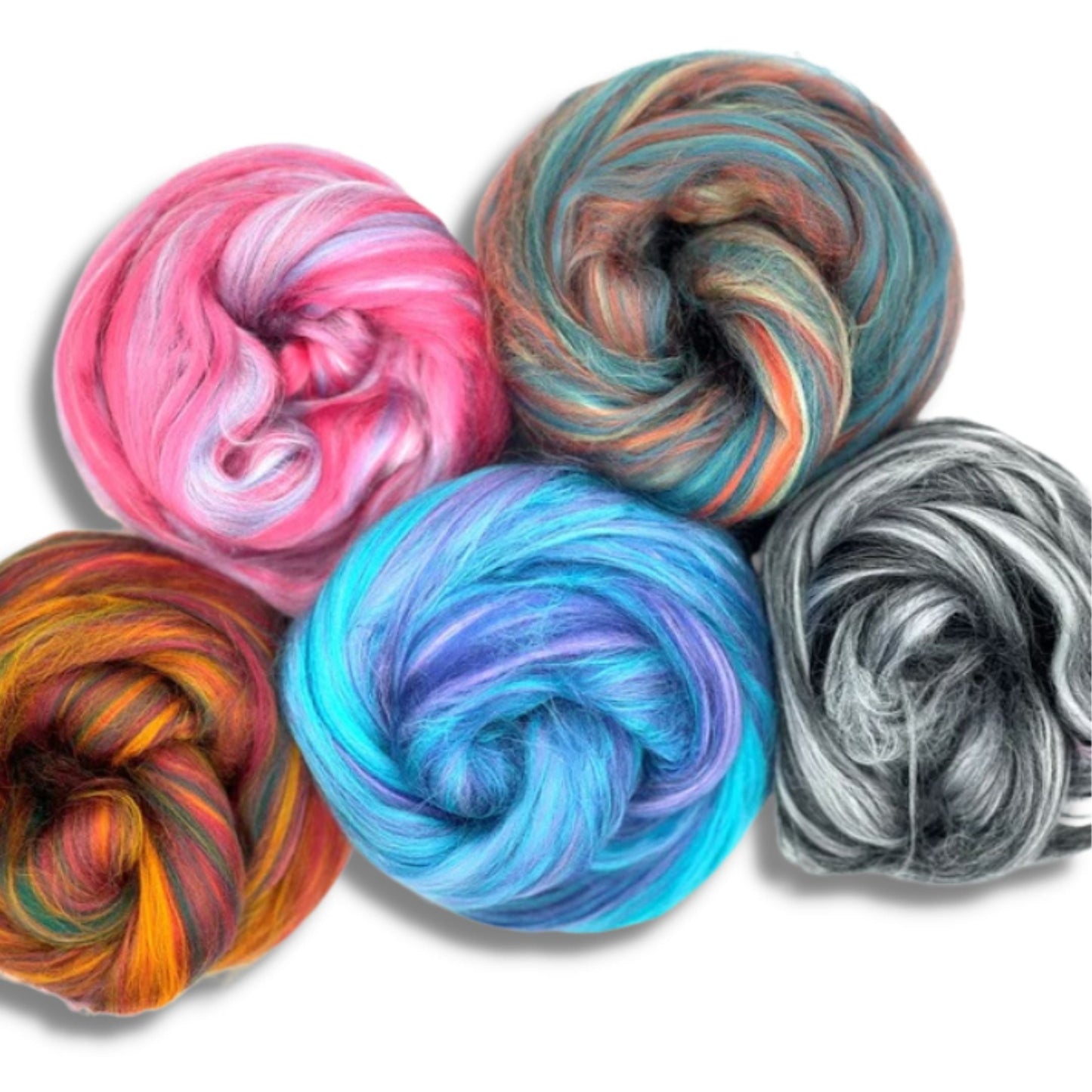 Dyed Multi-Color Bamboo Fiber Top | 5 Uber Soft, Luxurious Blended Colors | 125 Grams, 19 Micron