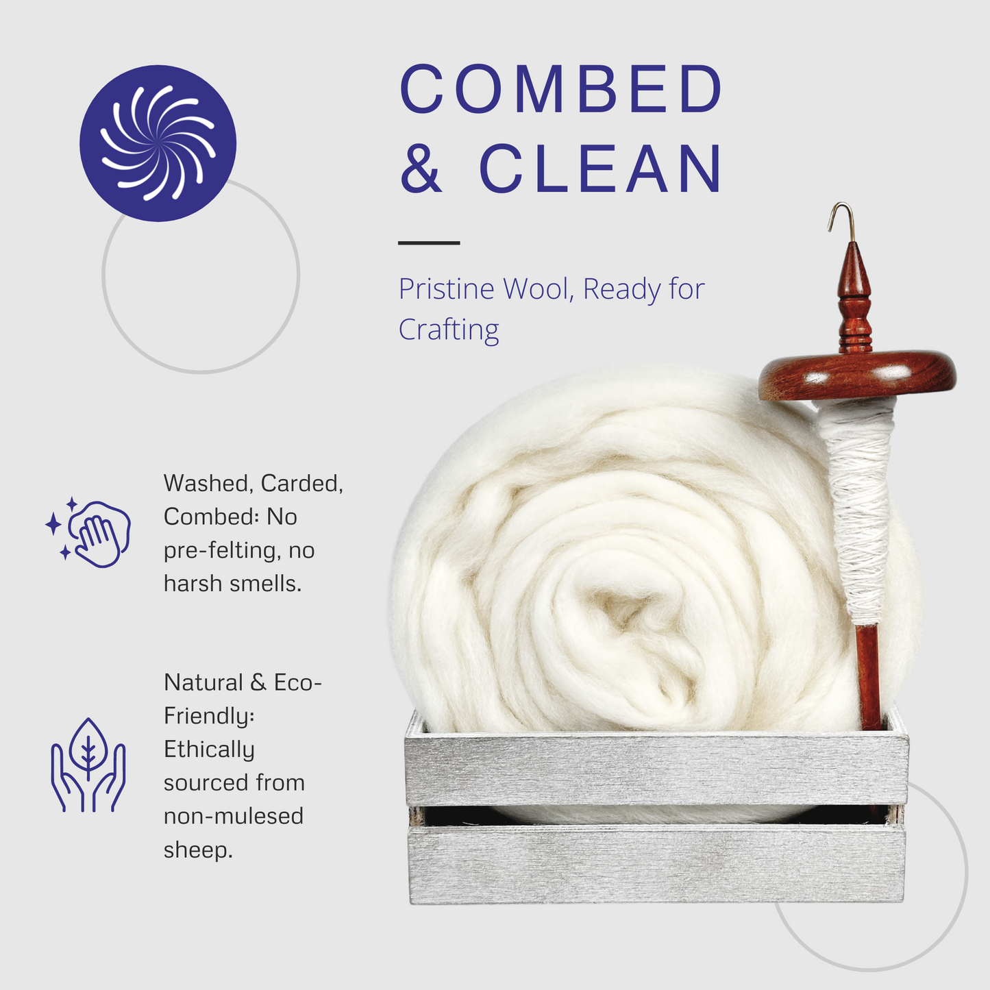Undyed Merino Wool Roving Top
