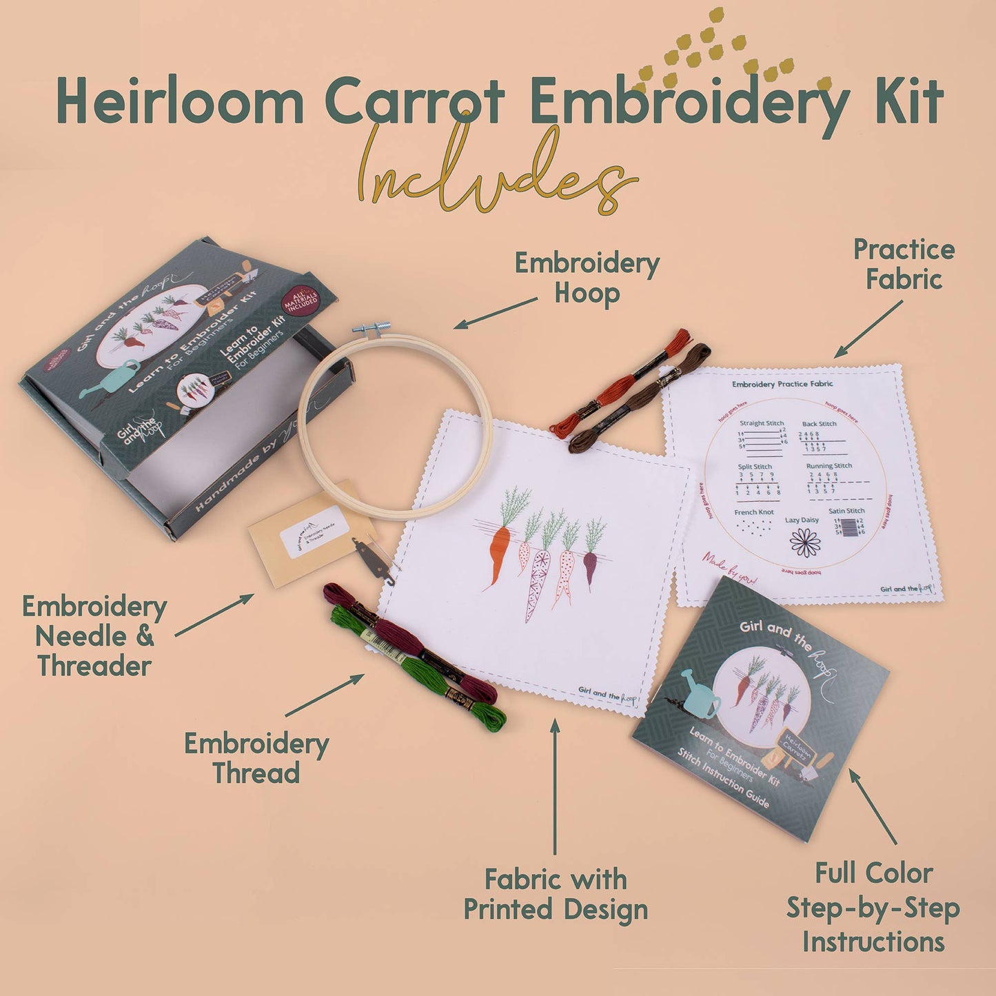 Carrot Embroidery Kit for Beginner