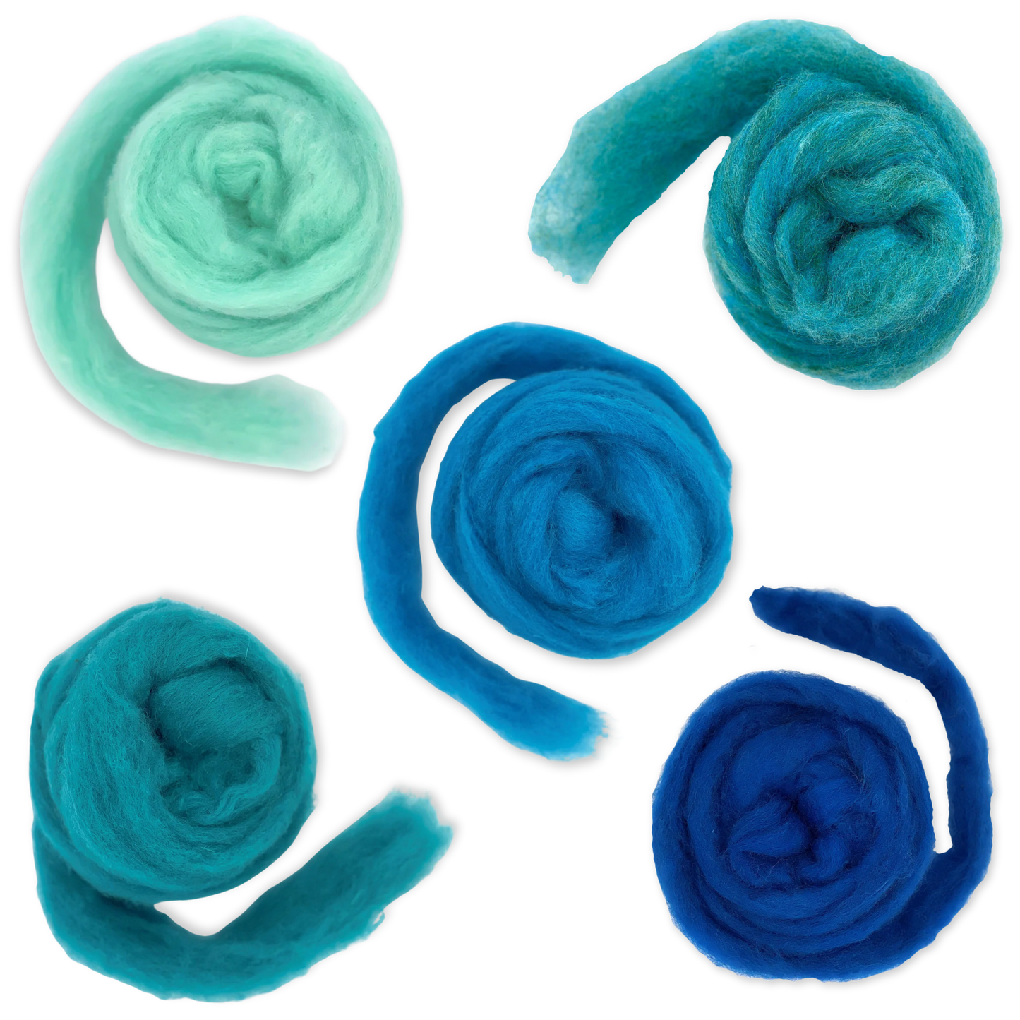 Deep Sea Carded Corriedale Wool Sliver Variety Pack