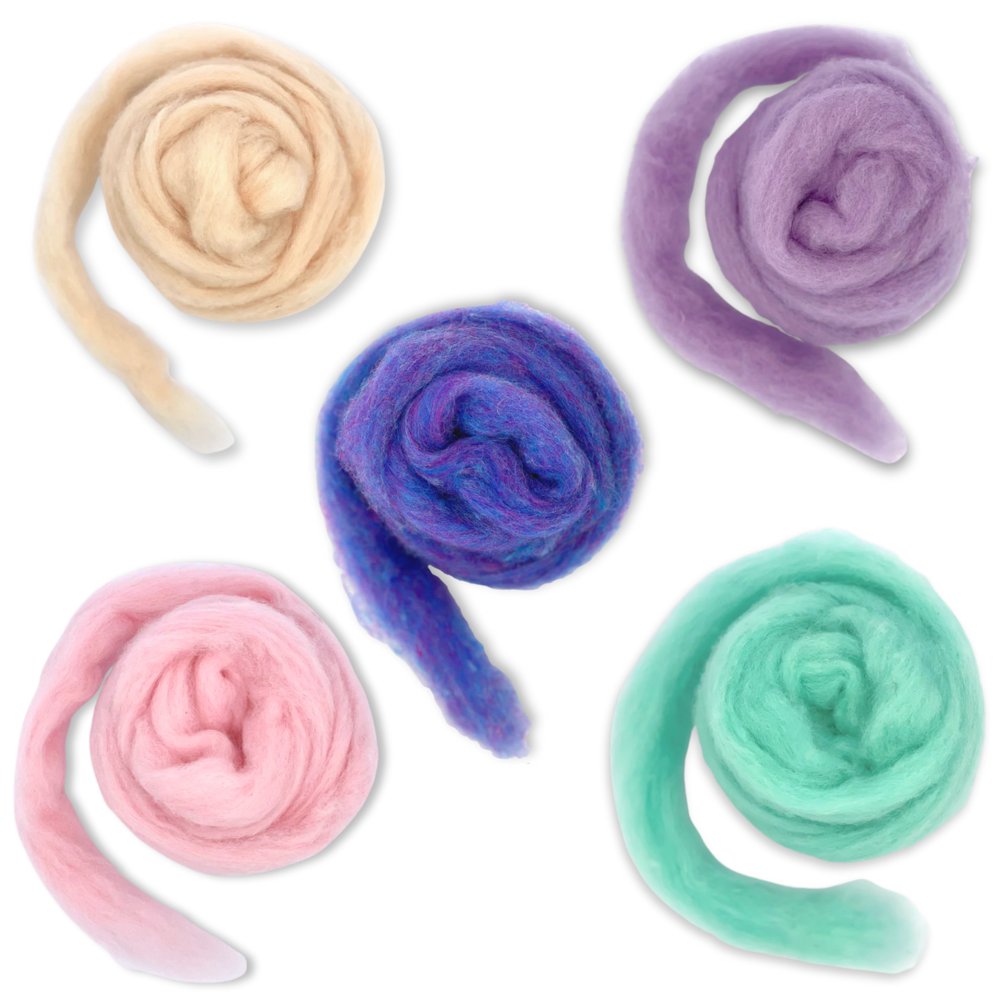 Fairytale Pastels Carded Corriedale Wool Sliver Variety Pack