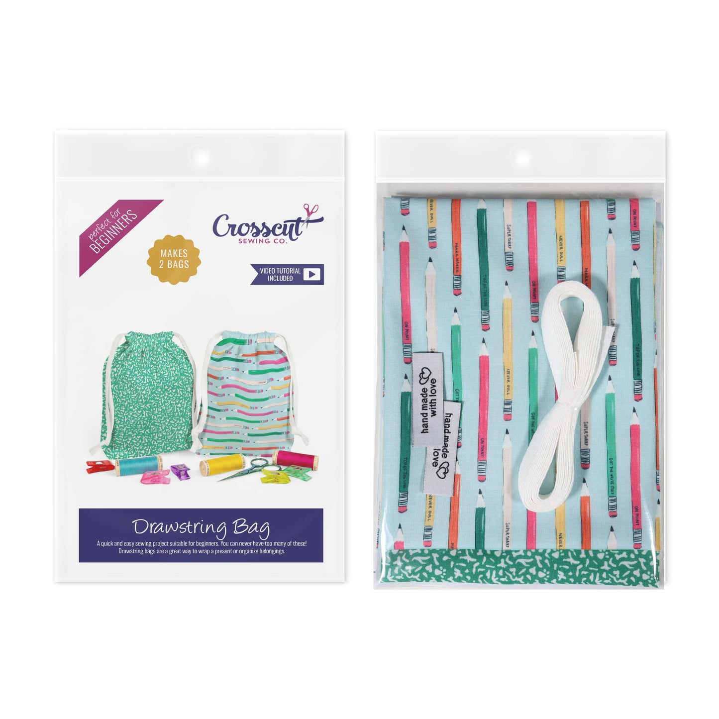 Drawstring Bag Sewing Kit - Makes 2 Bags