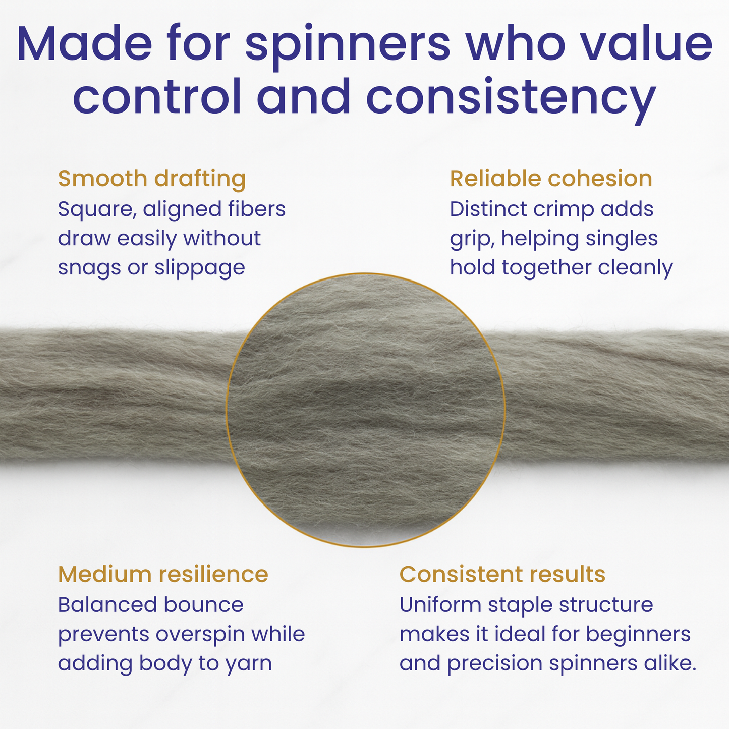 Natural Gray Corriedale Cross Combed Wool Top