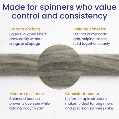 Natural Gray Corriedale Cross Combed Wool Top