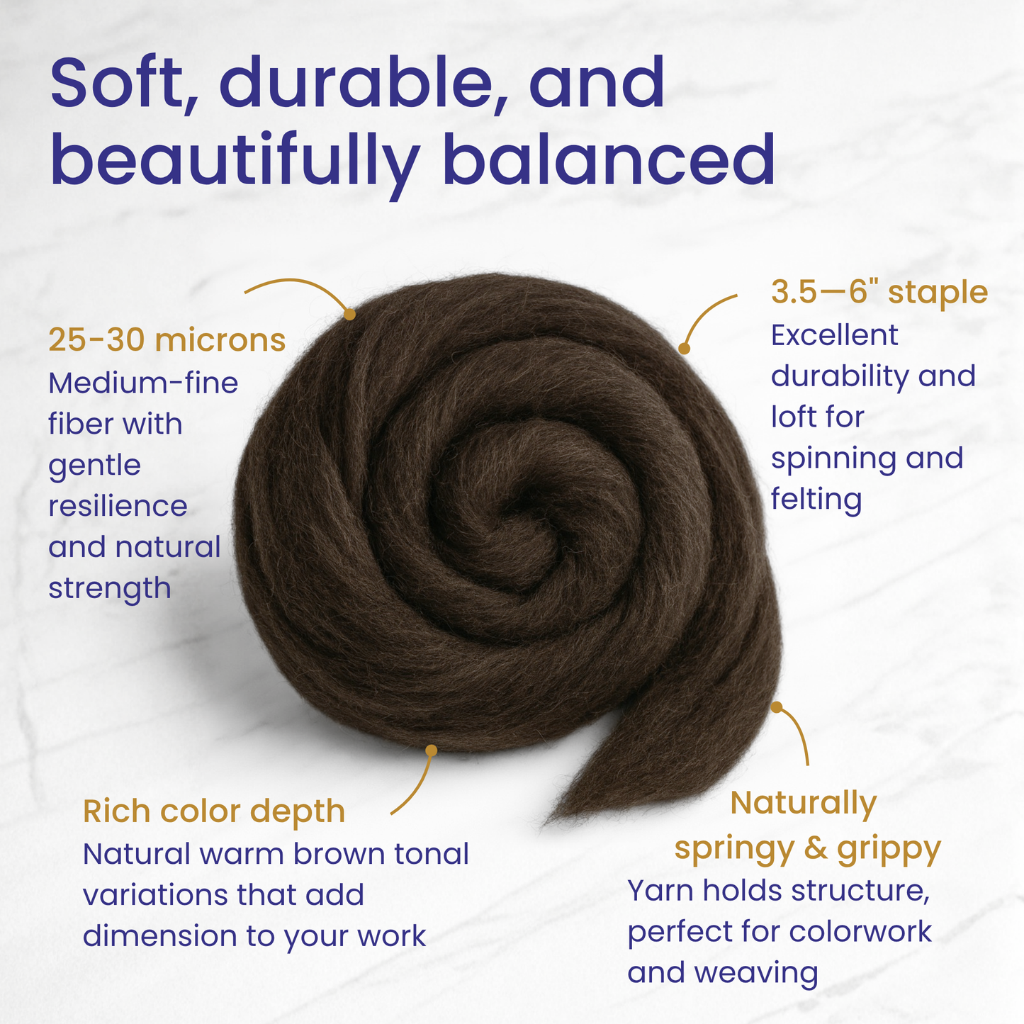 Natural Brown Corriedale Cross Combed Wool Top