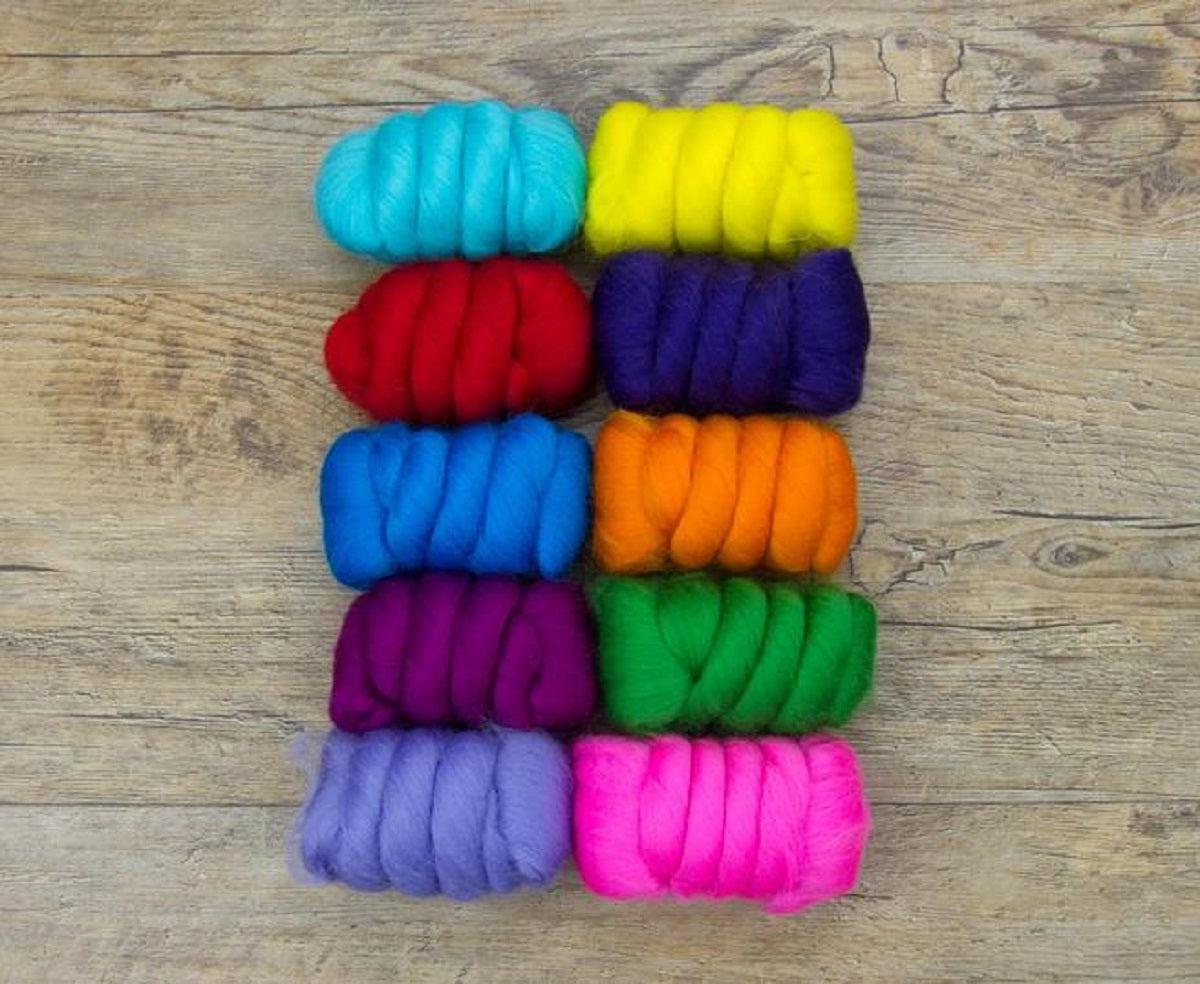Mixed Merino Wool Variety Pack | Beautiful Brights (Multicolored) 250 Grams, 23 Micron