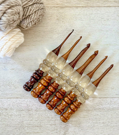 Starlight Ergonomic Crochet Hooks | Rosewood & Resin