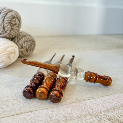 Starlight Ergonomic Crochet Hooks | Rosewood & Resin