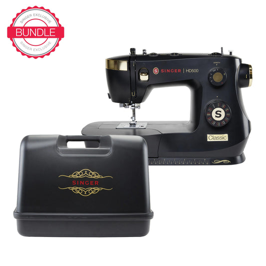 SINGER® HD500 Classic Black Sewing Machine & Hard Carrying Case Bundle