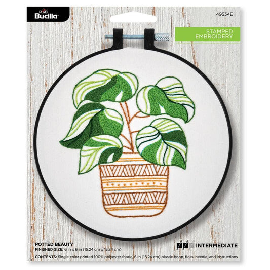 Stamped Embroidery 6in Potted Beauty