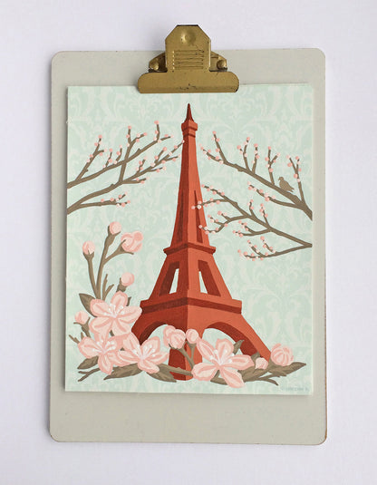 Eiffel Tower with Cherry Blossoms | 8x10 paint-by-number kit