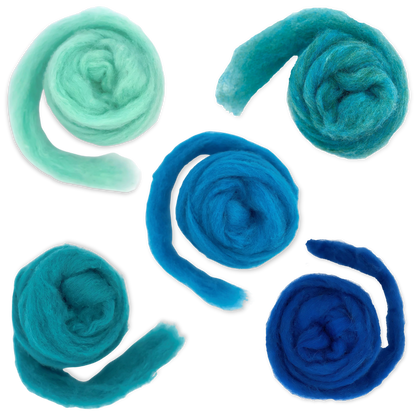 Deep Sea Carded Corriedale Wool Sliver Variety Pack