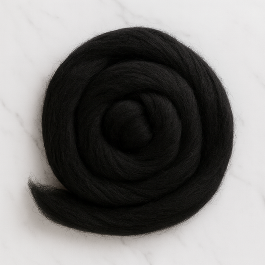 Black Merino Wool Carded Sliver | 19 Micron Dyed Wool