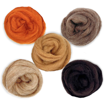 Autumn Harvest Carded Corriedale Wool Sliver Variety Pack