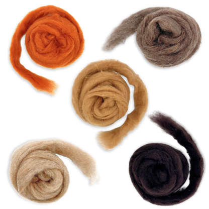 Autumn Harvest Carded Corriedale Wool Sliver Variety Pack