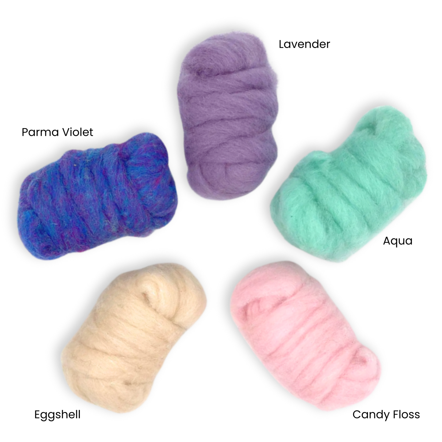 Fairytale Pastels Carded Corriedale Wool Sliver Variety Pack