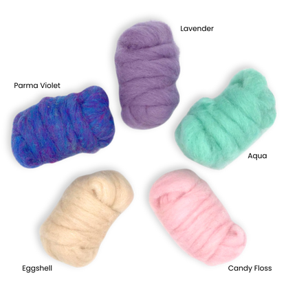 Fairytale Pastels Carded Corriedale Wool Sliver Variety Pack