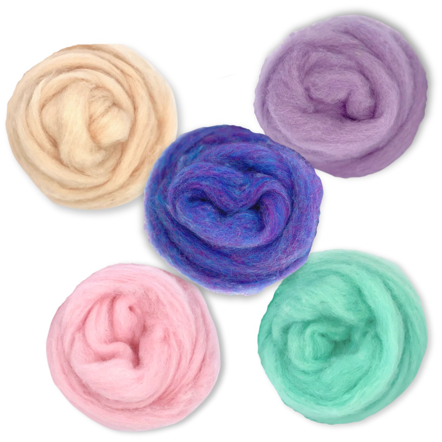 Fairytale Pastels Carded Corriedale Wool Sliver Variety Pack