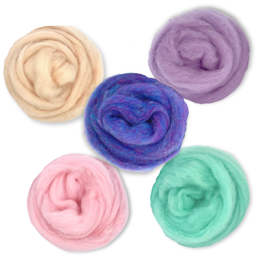Fairytale Pastels Carded Corriedale Wool Sliver Variety Pack