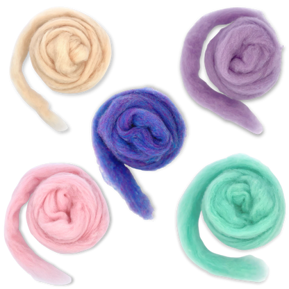 Fairytale Pastels Carded Corriedale Wool Sliver Variety Pack