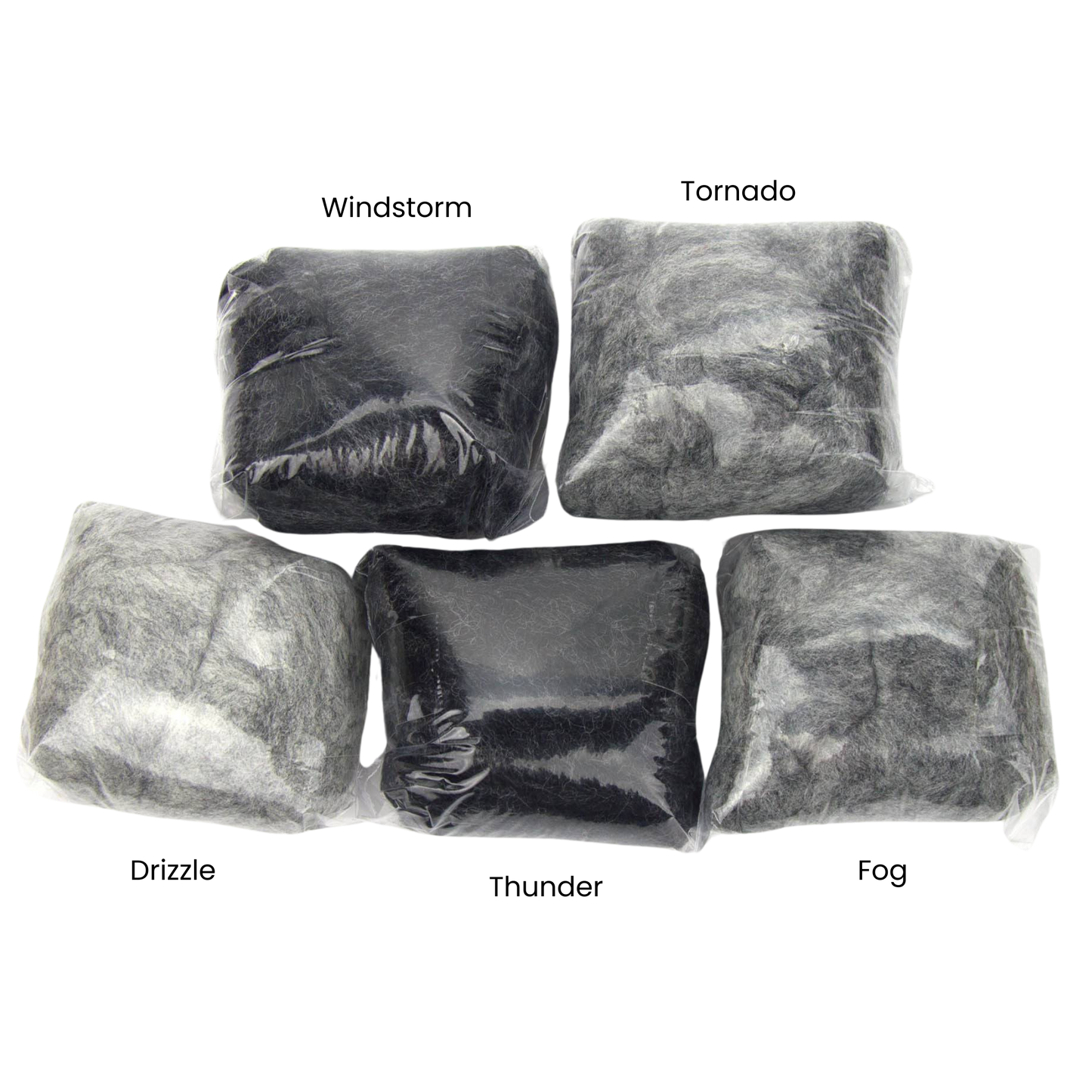 Grey Spectrum Carded Corriedale Wool Sliver Variety Pack