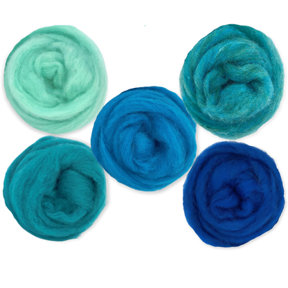 Deep Sea Carded Corriedale Wool Sliver Variety Pack