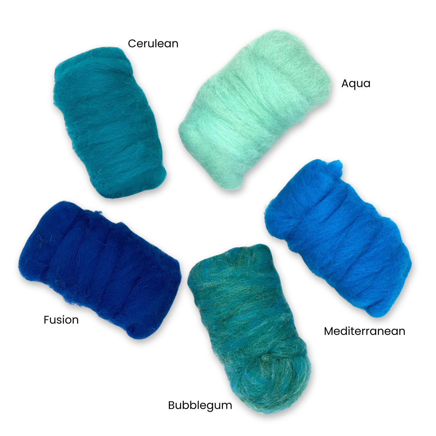 Deep Sea Carded Corriedale Wool Sliver Variety Pack