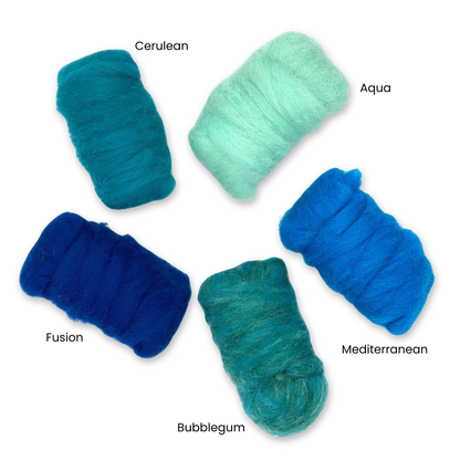 Deep Sea Carded Corriedale Wool Sliver Variety Pack