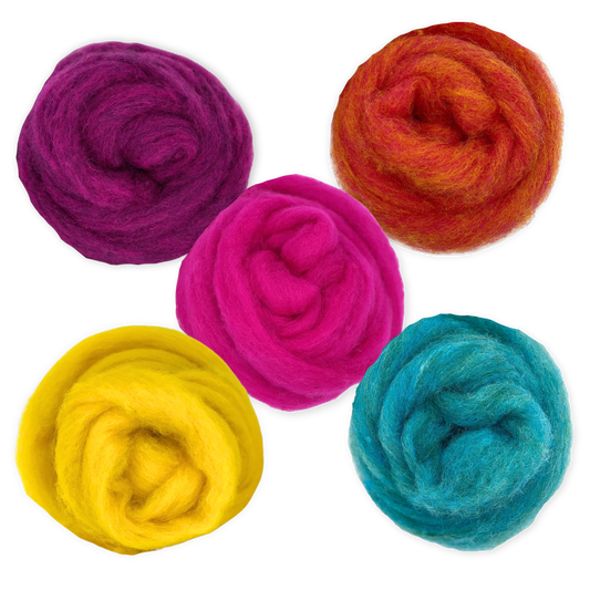 Retro Pop Carded Corriedale Wool Sliver Variety Pack