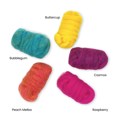 Retro Pop Carded Corriedale Wool Sliver Variety Pack