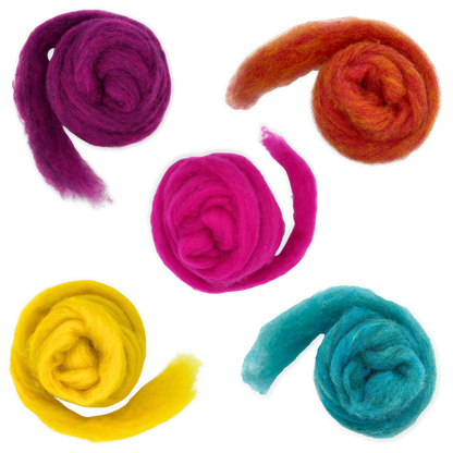 Retro Pop Carded Corriedale Wool Sliver Variety Pack