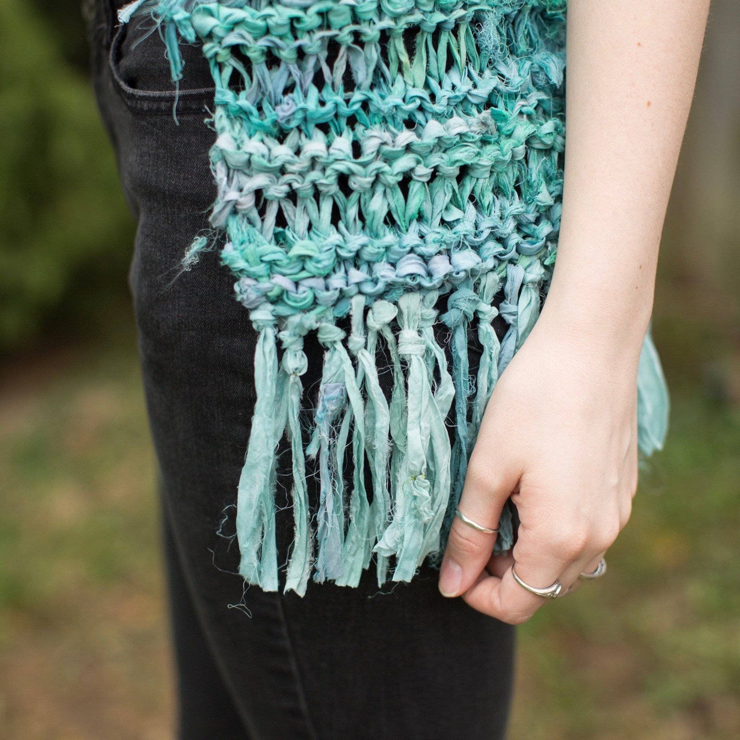 Silk Hippie Fringe Vest Knit Kit Crochet