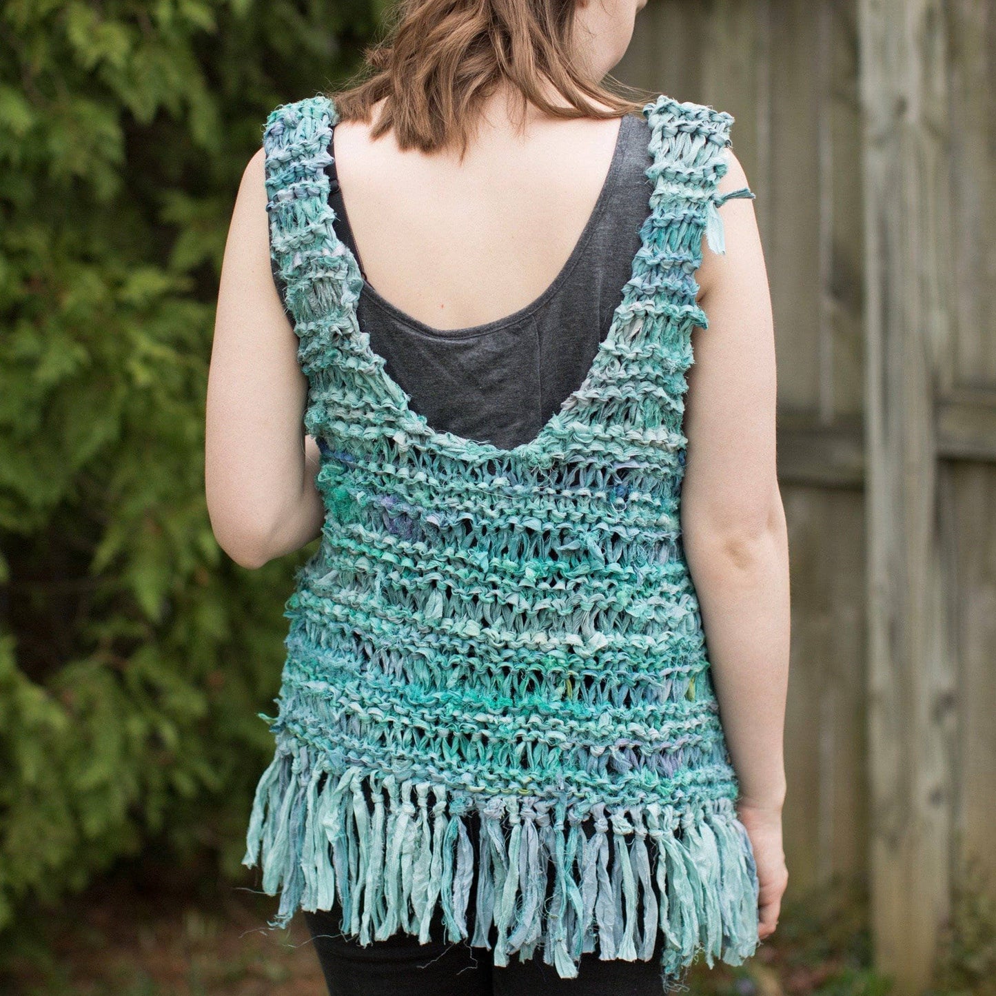 Silk Hippie Fringe Vest Knit Kit Crochet