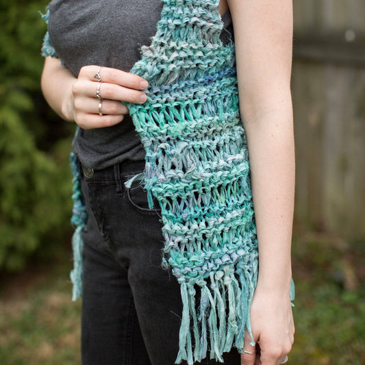 Silk Hippie Fringe Vest Knit Kit Crochet